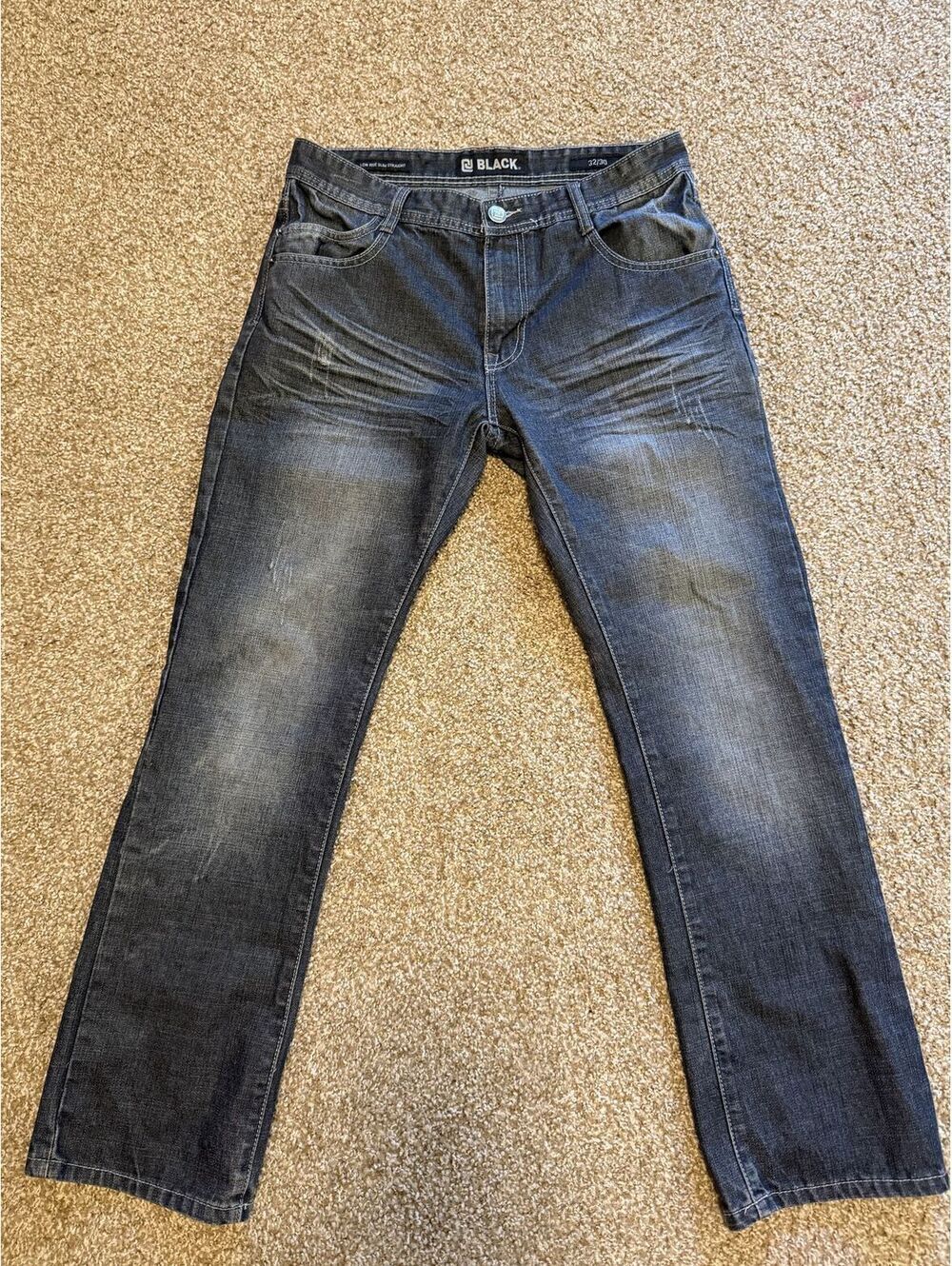 PANTS Black Low Rise Slim Straight Blue Jeans Size 32/30